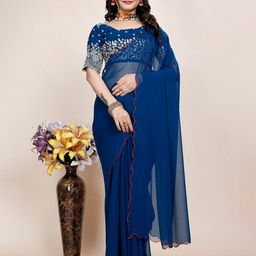 K 5 Fashion Embroidered Pure Georgette Saree-picture-52