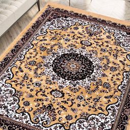 San Marino Brown Ethnic Motifs Printed Traditional Anti-Skid Chenille Carpet-image-61