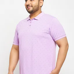 AUXAMIS Men Plus Size Geometric Printed Polo Collar Cotton T-shirt-image-12