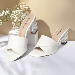 LOUIS STITCH Women Cross Strap Square Toe Heels-21