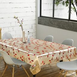 LooMantha Gold-Toned Floral Waterproof Plastic 6-Seater Table Cover-17