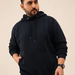 UNSTD Men Solid Hooded Sweatshirt-image-3