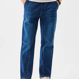 Snitch Men Relaxed Fit Mid-Rise Light Fade Cuffed Hem Stretchable Jeans-picture-16