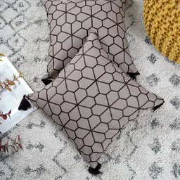 Ratan Cart Brown 2 Pieces Geometric Embroidered Square Pure Cotton Cushion Covers-image-33