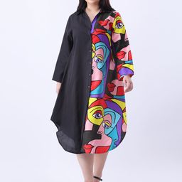 Qurvii Abstract A-Line Midi Dress-picture-16