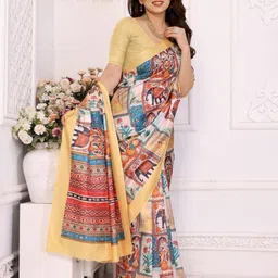 vj fashion Kalamkari Printed Saree with Blouse Piece-image-70