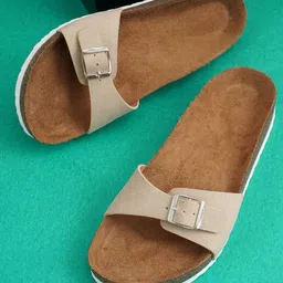 MOZAFIA Women Open Toe Flats with Buckles-image-66
