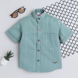 BAATCHEET Boys Relaxed Fit Textured Mandarin Collar Cotton Casual Shirt-image-38