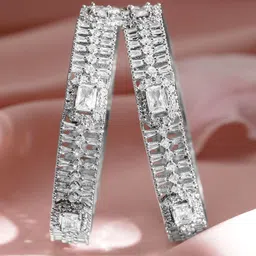 Rubans Set Of 2 Rhodium-Plated Cubic Zirconia Stones-Studded Bangles image 3