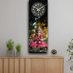 OLIVE TREE Black & Pink Printed Wooden Analogue Traditional Wall Clock-23