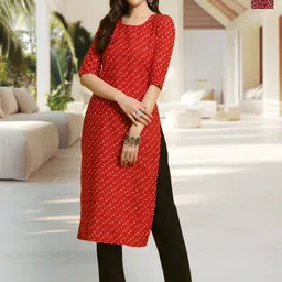 HERE&NOW Selection Of 2 Floral Printed Round Neck Straight Kurtas-75