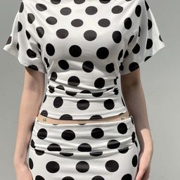 LULU & SKY Polka Dot Top & Skirt Co-Ord Set-image-33