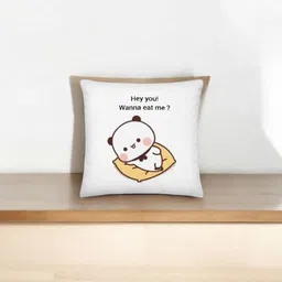 Anikmart White & Yellow Printed Square Shaped Pre-Filled Cushion-3