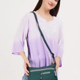 Green, Grey Women Sling Bag Stylish Multi-Pocket Crossbody Sling Bag For Women's and Girls-image-40