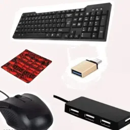 Electroline Pack of 4 Keyboard and Mouse Combo with USB Hub, and Mouse Pad Combo Set Combo Set-image-40