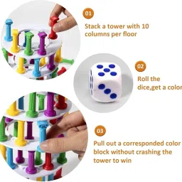 kidology Stacking Game Tumbling Tower, Building Blocks with Dice Learning Toy image 4