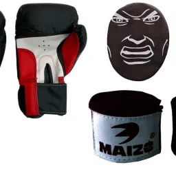 Kids Punch Mitts focus Pad Combo With 100" Black Handwrap and Pro Training 8 Oz Boxing Gloves-image-8