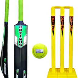 Combo Set Pvc Plastic Bat With Plastic Wicket Set 3 Stumps And 1 Tennis Ball Cricket Kit-image-4