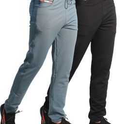 Pack of 2 Men Solid Black, Light Blue Track Pants-image-94