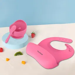 3 Pcs Silicone Baby Feeding Set, Tableware Kit- Feeding Bowl & Spoon, Bib for Kids, Toddler - Silicone-picture-28