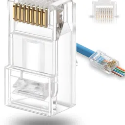 Sadow Pack of 10 RJ45, Cat5e,Cat6,Pass Through Connectors Gold Plated 3 Prong Network Interface Card-13