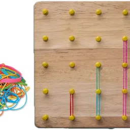 Wooden Geoboard Rubber Bands Matrix Brain Teaser Create Figures Shape Puzzle-23