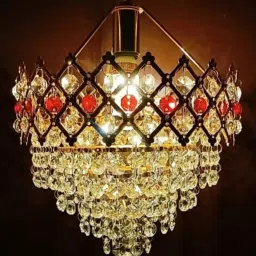 250MM JHOOMER RED NUG GLOSSY LOOK CHANDELIER CEILING LAMP WITH DECENT LIGHT Chandelier Ceiling Lamp Chandelier Ceiling Lamp-image-3