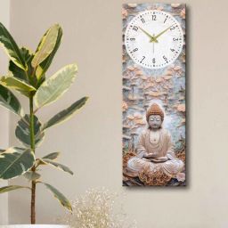 olive tree Multicolour Rectangle 24 Inches Wooden Wall Clock (Buddha)-picture-3