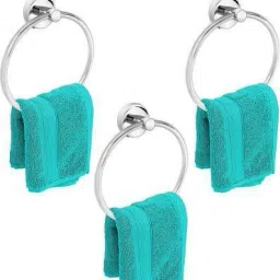 Round Shape Bathroom and Kithchen chrome Towel Holder- Pack of -3 Towel Holder (Stainless Steel) SILVER Towel Holder-image-56