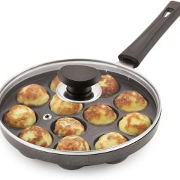 Non Stick 12 Cavities Heavy Base Appam Patra Paniarakkal with Lid 300 L capacity 21.2 cm diameter-image-50