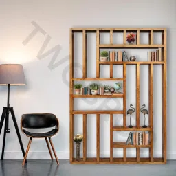 Mango Wood Book Rack for Home Office Use | Showcase Stand Solid Wood Open Book Shelf-image-73