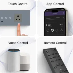 iotics Smart Touch Switch for 3 Lights, Dimmer & Plug Remote, Mobile App, Voice Control Smart Switch image 2