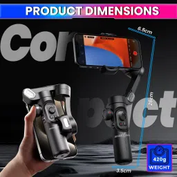 amiciVision 3-Axis Foldable Smartphone Gimbal, 2550mAh BatteryStabilizer,Anti-Shake 7.0 3 Axis Gimbal for Mobile image 5