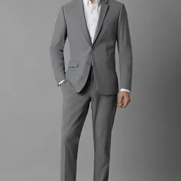 louis philippe Men Men Grey Super Slim Fit Solid Casual Two Piece Suit Solid Suit-picture-1