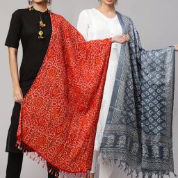 Art Silk Printed Grey Women Dupatta-image-92