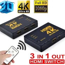 BALRAMA 3 Way HDMI Switch 3x1 with Remote Control 3 Port HDMI Splitter 3 Port IN 1 OUT Combo Set-14