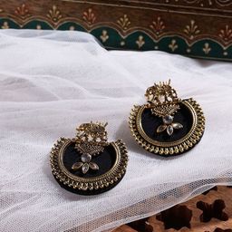 PANASH Gold-Plated Elephant Shaped Stone Studded Drop Earrings-31