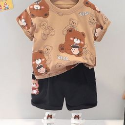 LULU & SKY Unisex Kids Printed T-shirt with Shorts-image-45
