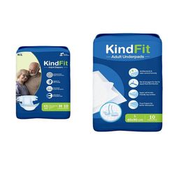 Kindfit Unisex Set Of 2 Tape Style Adult Diapers With Underpads - 10 Pcs Each - Double XL-picture-4