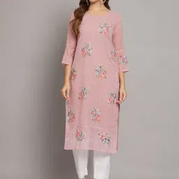 HERE&NOW Floral Embroidered Georgette Straight Kurta-picture-44