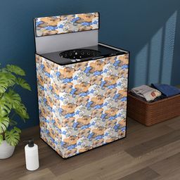 Myntra Elegant Homes Beige & Blue Printed Waterproof Washing Machine Cover With Zip-82