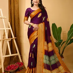 LeeliPeeri Designer Floral Zari Silk Cotton Saree-42