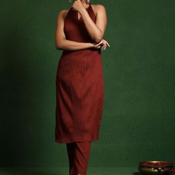 Varanga Women Regular Silk Crepe Kurta with Trousers-40