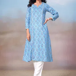 Sangria Printed Straight Kurta & Trousers-image-78
