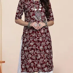7Threads Selection Of 2 Geometric Printed Round Neck Straight Kurtas image 4