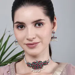 Sangria Stone-Studded & Beaded Jewellery Set-9