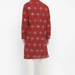 Devyom Men Embroidered Regular Thread Work Kurta with Pyjamas image 4
