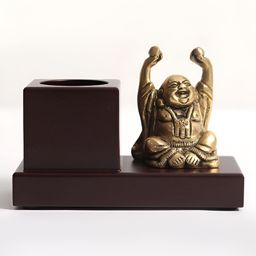 Exotic India Gold-Toned Buddha Pen Stand Showpiece-image-78