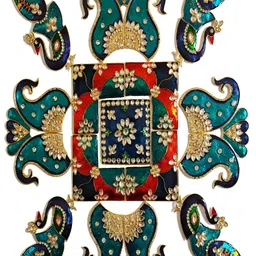 Kala Samarpan Blue & Green Metal Rangoli With Centerpiece-38