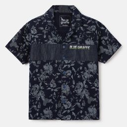 Blue Giraffe Boys Floral Opaque Printed Casual Shirt-image-11
